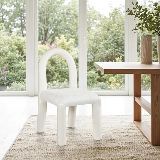 Amari Vegan Leather and Boucle Fabric Upholstered Dining Chair in Cream, Set of 2 - 11065Cream-C