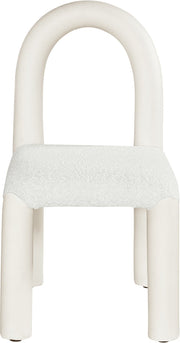 Amari Vegan Leather and Boucle Fabric Upholstered Dining Chair in Cream, Set of 2 - 11065Cream-C
