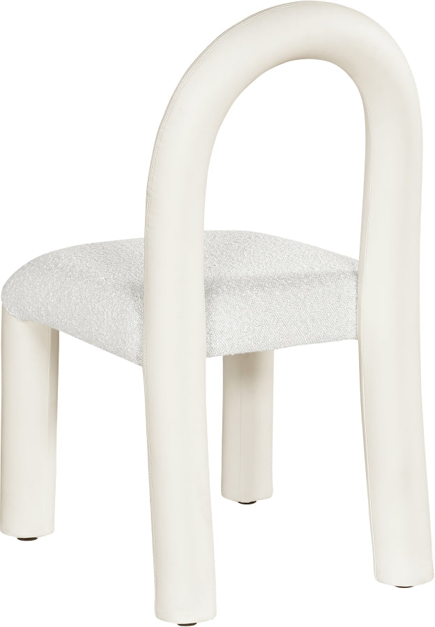 Amari Vegan Leather and Boucle Fabric Upholstered Dining Chair in Cream, Set of 2 - 11065Cream-C