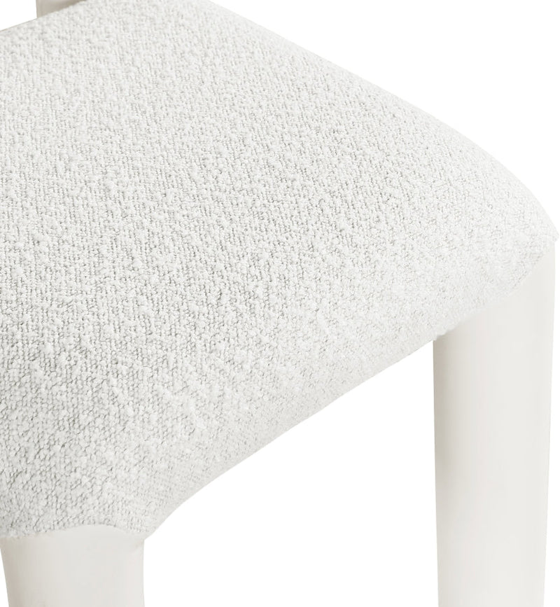 Amari Vegan Leather and Boucle Fabric Upholstered Dining Chair in Cream, Set of 2 - 11065Cream-C