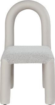 Amari Vegan Leather and Boucle Fabric Upholstered Dining Chair in Taupe, Set of 2 - 11065Taupe-C