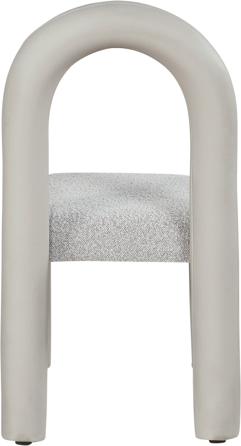 Amari Vegan Leather and Boucle Fabric Upholstered Dining Chair in Taupe, Set of 2 - 11065Taupe-C