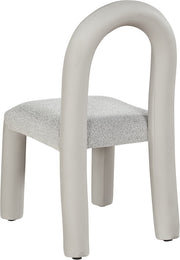 Amari Vegan Leather and Boucle Fabric Upholstered Dining Chair in Taupe, Set of 2 - 11065Taupe-C