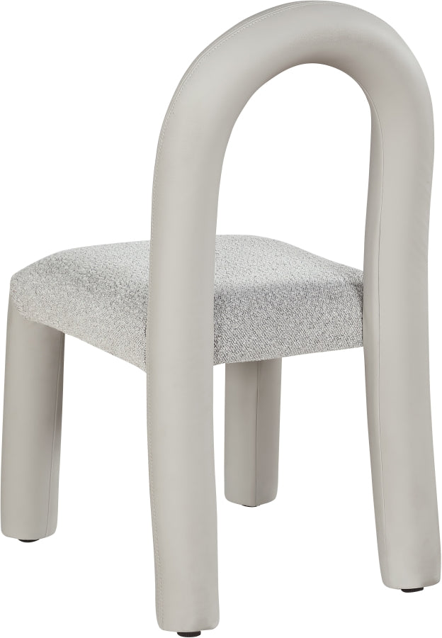 Amari Vegan Leather and Boucle Fabric Upholstered Dining Chair in Taupe, Set of 2 - 11065Taupe-C