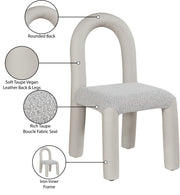 Amari Vegan Leather and Boucle Fabric Upholstered Dining Chair in Taupe, Set of 2 - 11065Taupe-C