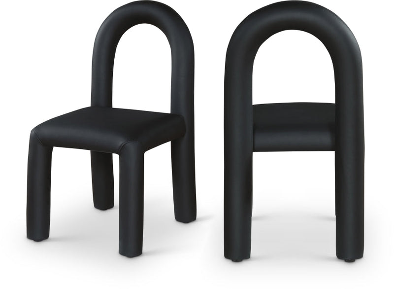 Amari Vegan Leather Upholstered Dining Chair in Black, Set of 2 - 11063Black-C
