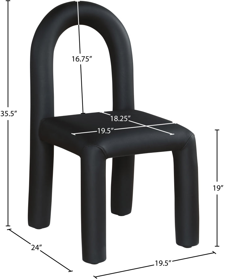 Amari Vegan Leather Upholstered Dining Chair in Black, Set of 2 - 11063Black-C