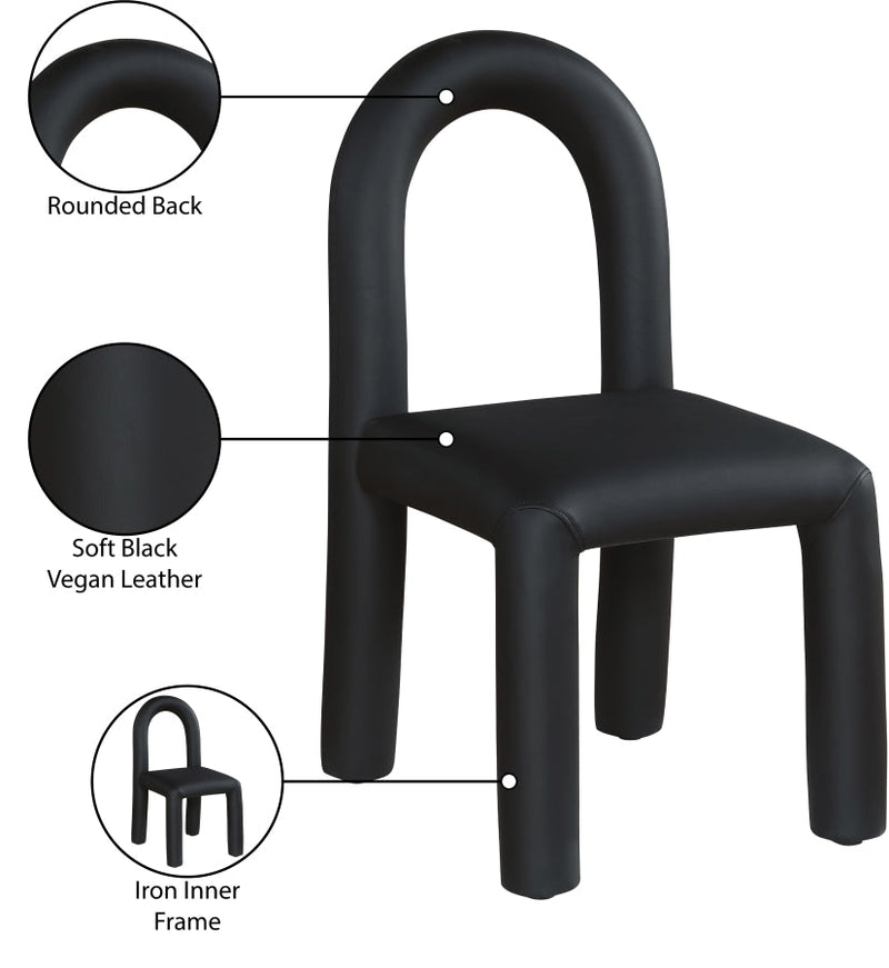 Amari Vegan Leather Upholstered Dining Chair in Black, Set of 2 - 11063Black-C