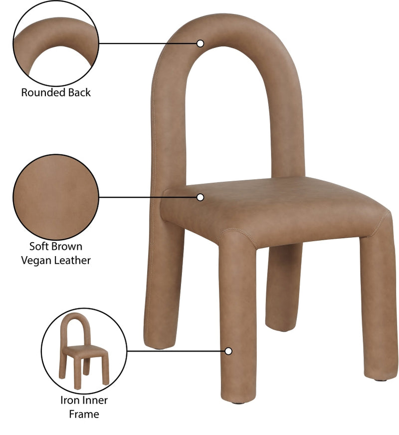 Amari Vegan Leather Upholstered Dining Chair in Brown, Set of 2 - 11063Brown-C