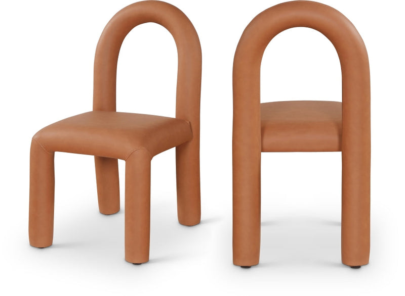 Amari Vegan Leather Upholstered Dining Chair in Cognac, Set of 2 - 11063Cognac-C