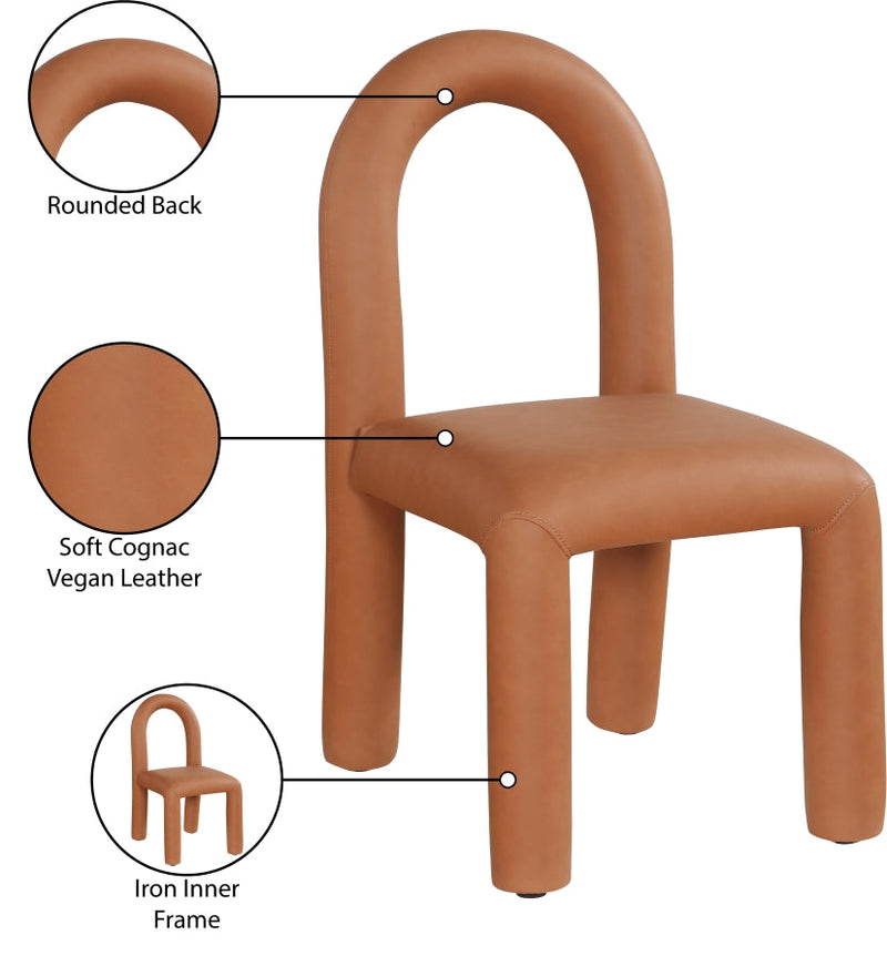 Amari Vegan Leather Upholstered Dining Chair in Cognac, Set of 2 - 11063Cognac-C