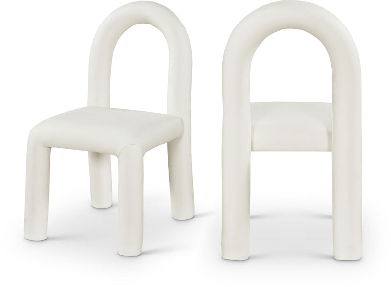 Amari Vegan Leather Upholstered Dining Chair in Cream, Set of 2 - 11063Cream-C