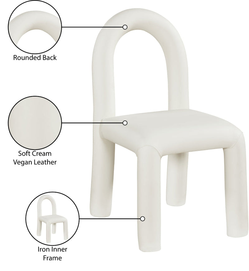 Amari Vegan Leather Upholstered Dining Chair in Cream, Set of 2 - 11063Cream-C