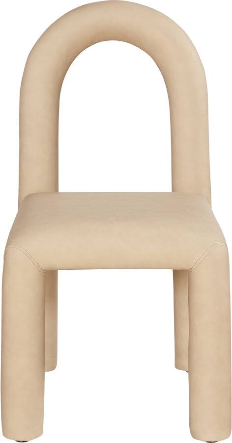 Amari Vegan Leather Upholstered Dining Chair in Natural, Set of 2 - 11063Tan-C