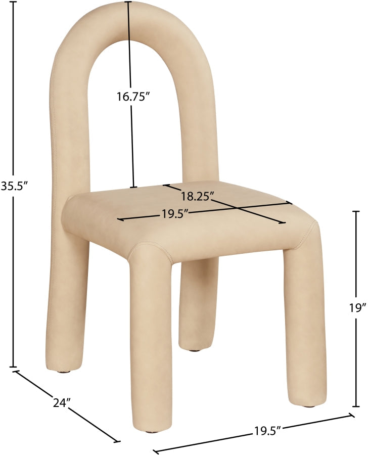 Amari Vegan Leather Upholstered Dining Chair in Natural, Set of 2 - 11063Tan-C