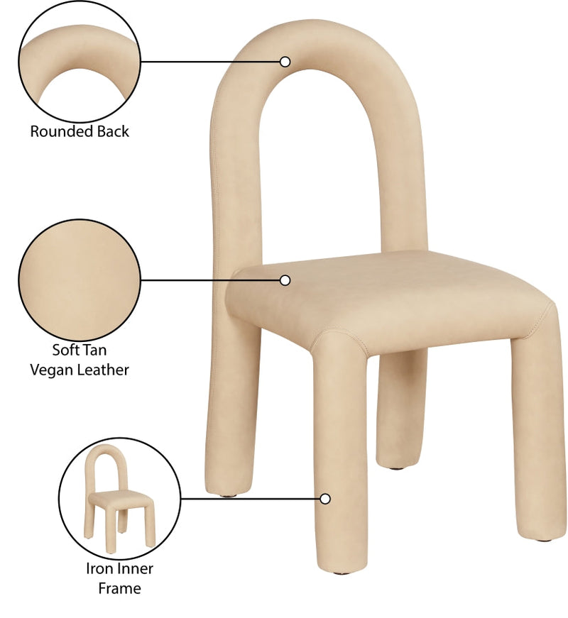 Amari Vegan Leather Upholstered Dining Chair in Natural, Set of 2 - 11063Tan-C