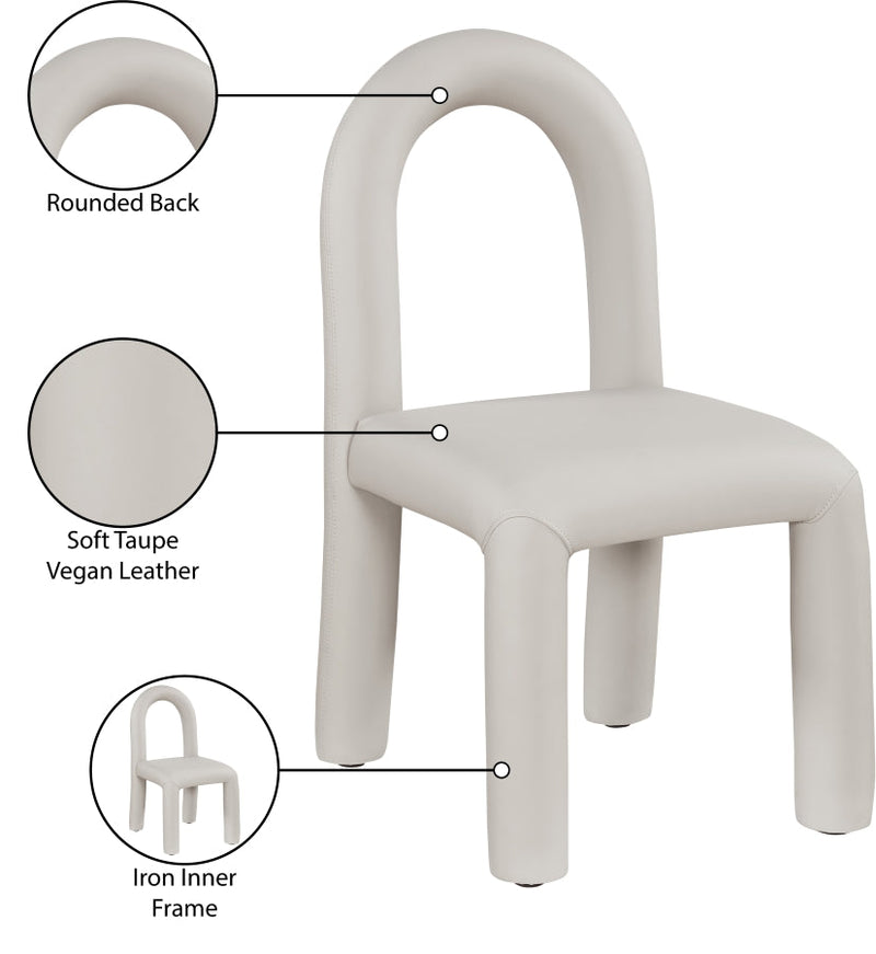 Amari Vegan Leather Upholstered Dining Chair in Taupe, Set of 2 - 11063Taupe-C