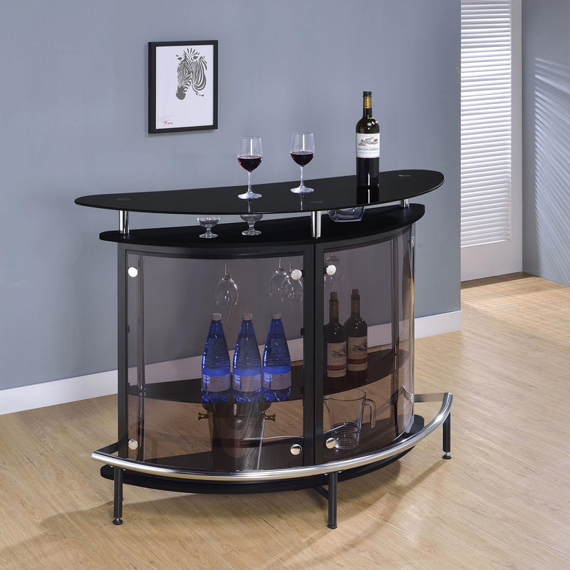 Amarillo Freestanding Glass Top Home Bar Wine Cabinet Black - 101065