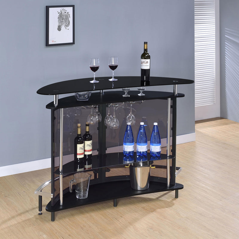 Amarillo Freestanding Glass Top Home Bar Wine Cabinet Black - 101065