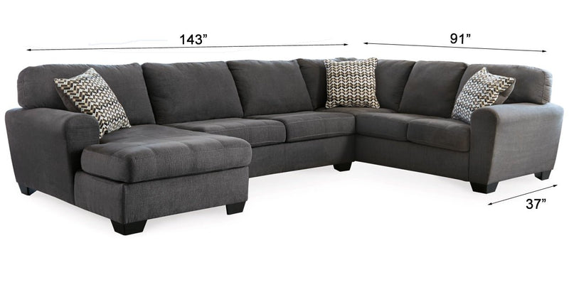 Ambee Slate 3 - Piece LAF Chaise Sectional - Gate FurnitureSectional