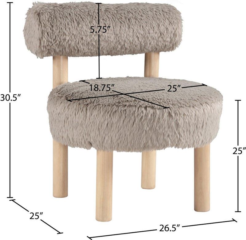 Ambre Vegan Shearling Fabric Upholstered Accent Chair in Beige - 33064Beige