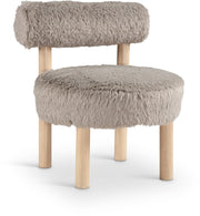 Ambre Vegan Shearling Fabric Upholstered Accent Chair in Beige - 33064Beige