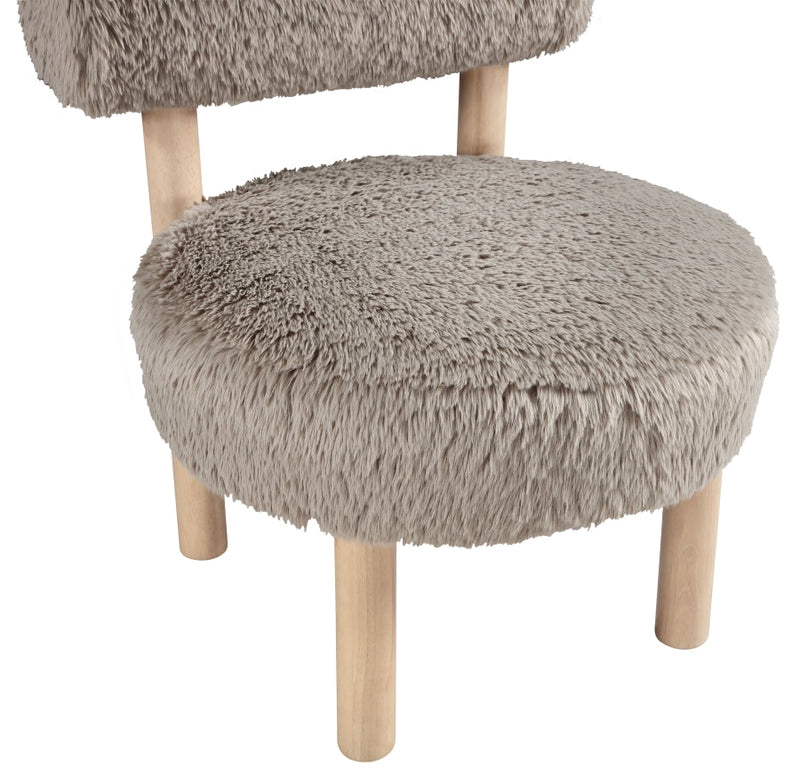 Ambre Vegan Shearling Fabric Upholstered Accent Chair in Beige - 33064Beige