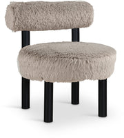 Ambre Vegan Shearling Fabric Upholstered Accent Chair in Beige - 33065Beige