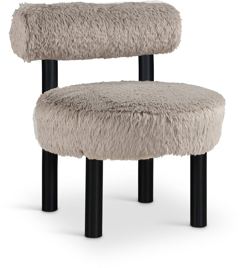Ambre Vegan Shearling Fabric Upholstered Accent Chair in Beige - 33065Beige