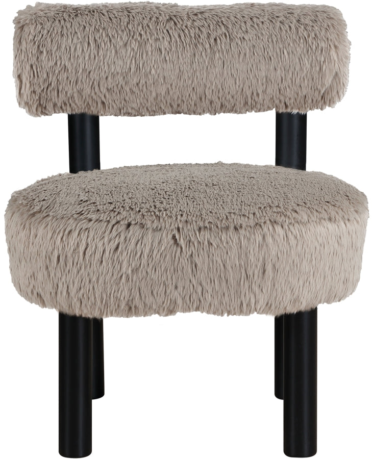 Ambre Vegan Shearling Fabric Upholstered Accent Chair in Beige - 33065Beige