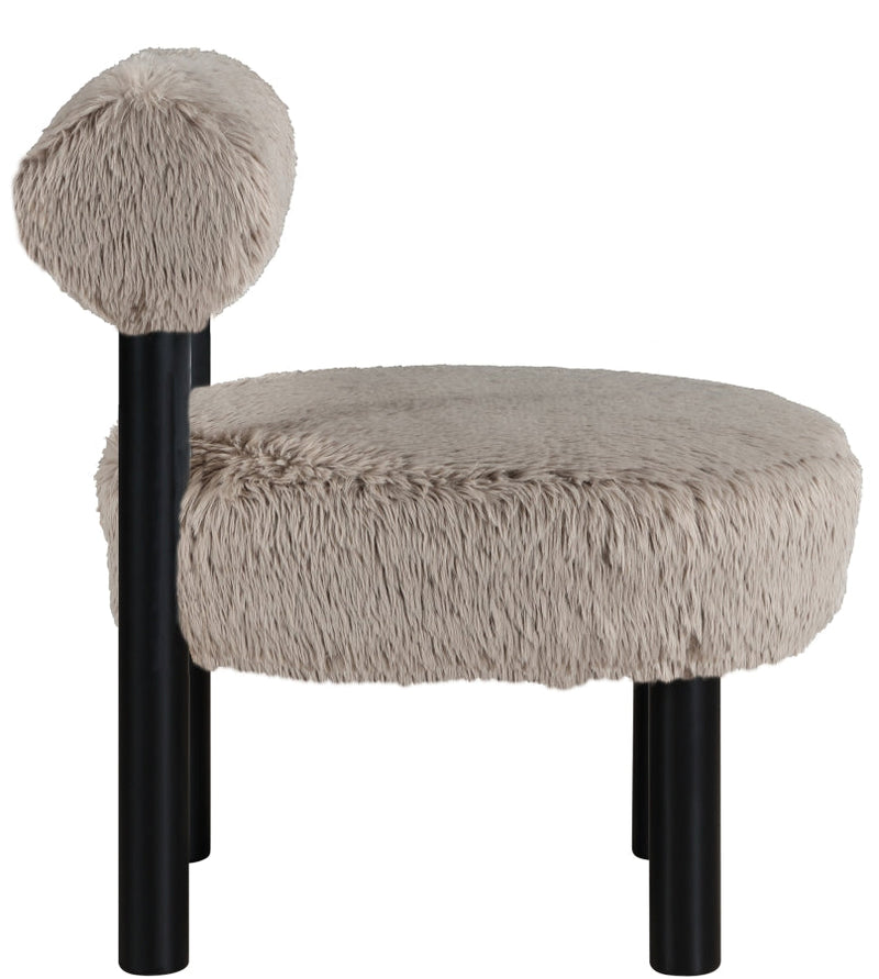 Ambre Vegan Shearling Fabric Upholstered Accent Chair in Beige - 33065Beige