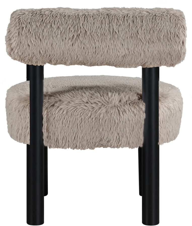 Ambre Vegan Shearling Fabric Upholstered Accent Chair in Beige - 33065Beige