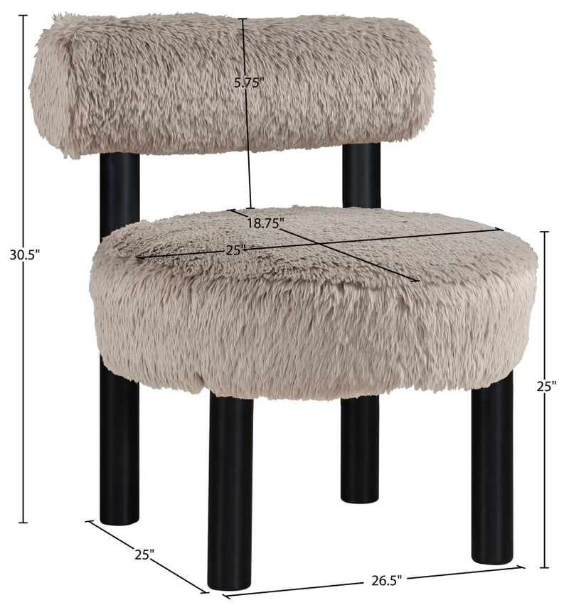 Ambre Vegan Shearling Fabric Upholstered Accent Chair in Beige - 33065Beige