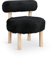 Ambre Vegan Shearling Fabric Upholstered Accent Chair in Black - 33064Black
