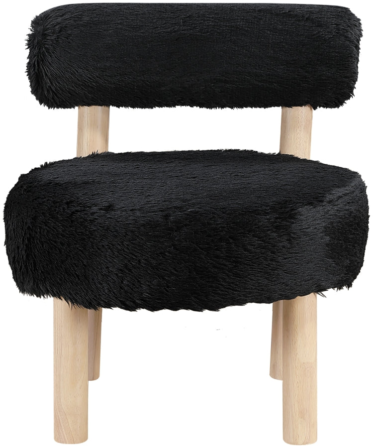 Ambre Vegan Shearling Fabric Upholstered Accent Chair in Black - 33064Black