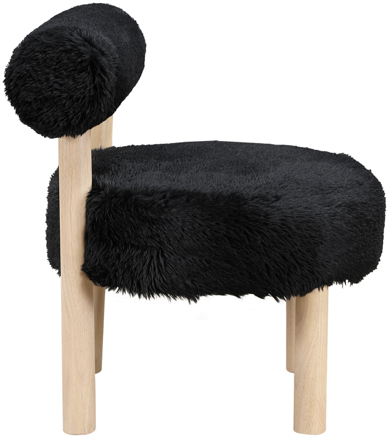 Ambre Vegan Shearling Fabric Upholstered Accent Chair in Black - 33064Black