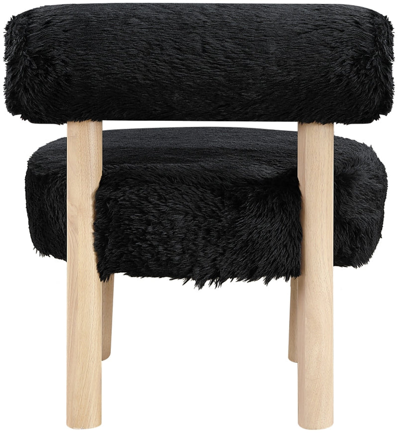 Ambre Vegan Shearling Fabric Upholstered Accent Chair in Black - 33064Black