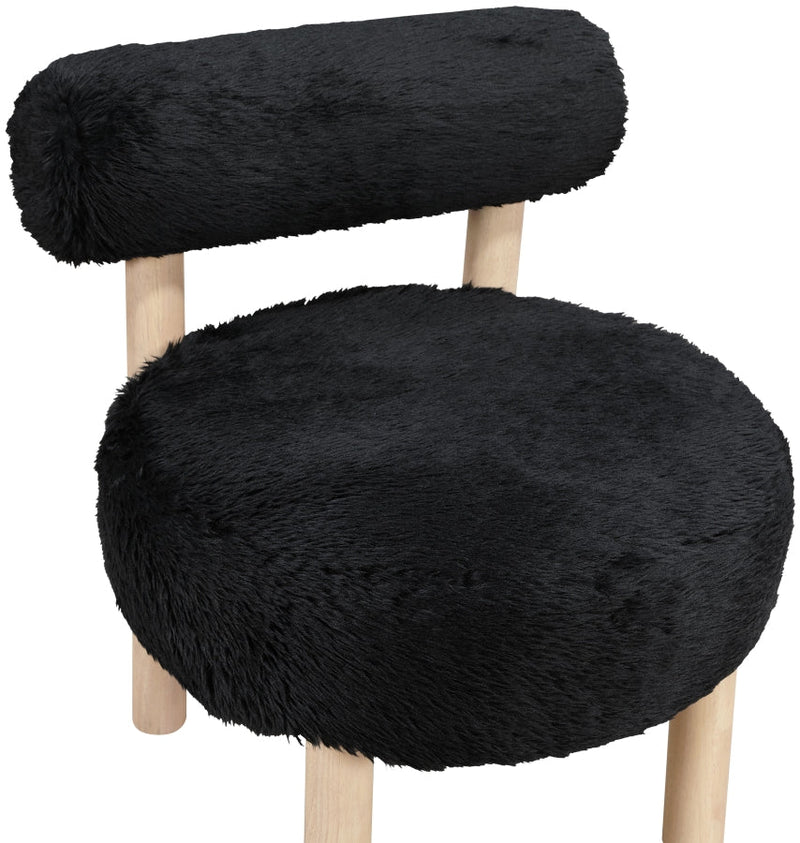 Ambre Vegan Shearling Fabric Upholstered Accent Chair in Black - 33064Black