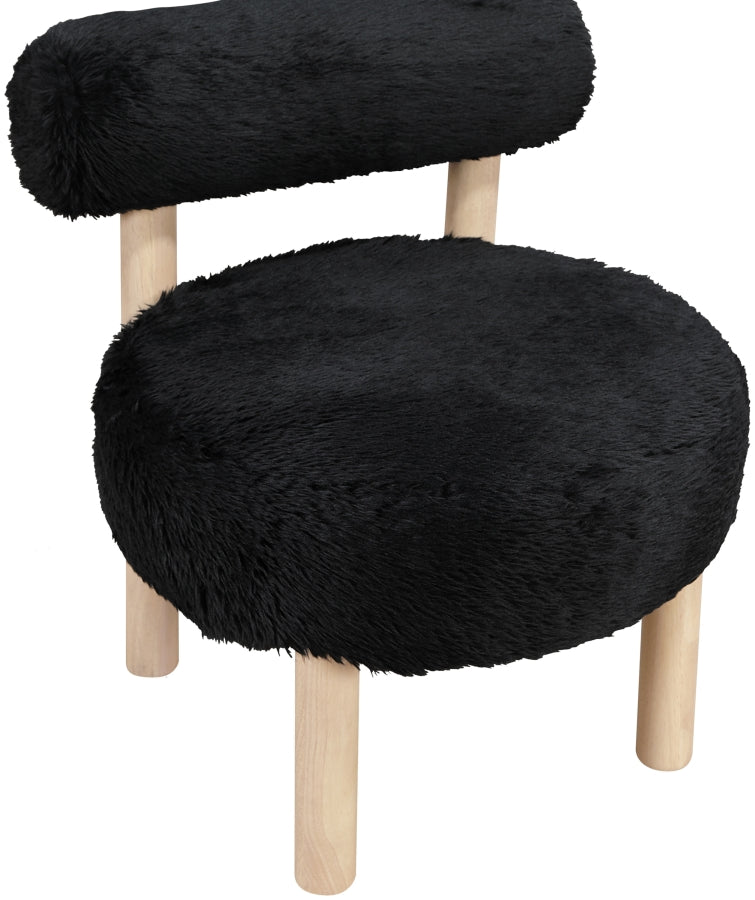 Ambre Vegan Shearling Fabric Upholstered Accent Chair in Black - 33064Black
