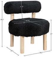 Ambre Vegan Shearling Fabric Upholstered Accent Chair in Black - 33064Black