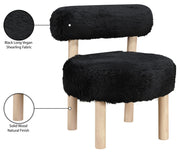 Ambre Vegan Shearling Fabric Upholstered Accent Chair in Black - 33064Black