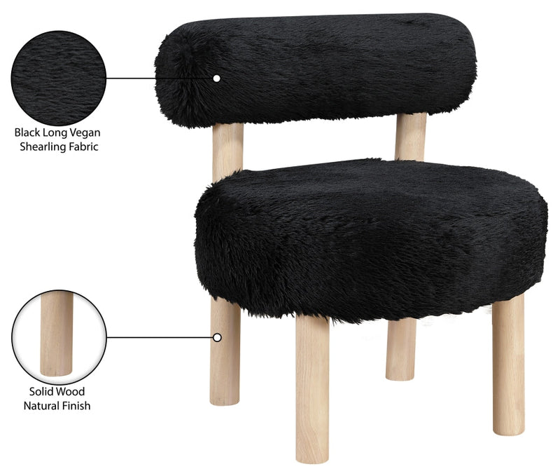 Ambre Vegan Shearling Fabric Upholstered Accent Chair in Black - 33064Black