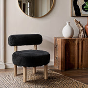 Ambre Vegan Shearling Fabric Upholstered Accent Chair in Black - 33064Black