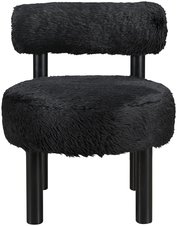 Ambre Vegan Shearling Fabric Upholstered Accent Chair in Black - 33065Black