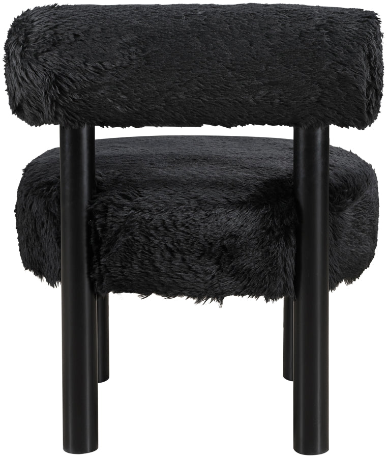 Ambre Vegan Shearling Fabric Upholstered Accent Chair in Black - 33065Black