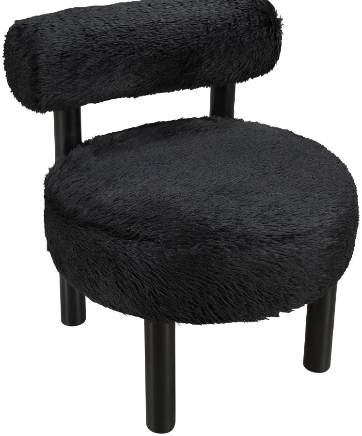 Ambre Vegan Shearling Fabric Upholstered Accent Chair in Black - 33065Black