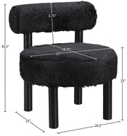Ambre Vegan Shearling Fabric Upholstered Accent Chair in Black - 33065Black