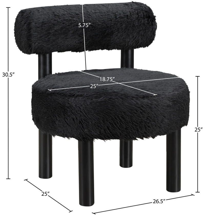 Ambre Vegan Shearling Fabric Upholstered Accent Chair in Black - 33065Black