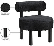 Ambre Vegan Shearling Fabric Upholstered Accent Chair in Black - 33065Black