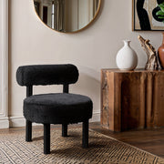 Ambre Vegan Shearling Fabric Upholstered Accent Chair in Black - 33065Black